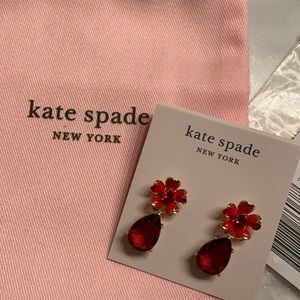 Kate spade red flower drop earrings
